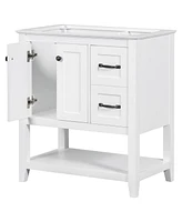 Streamdale Furniture 30" White Bathroom Vanity Cabinet Base with Multi-Functional Drawer