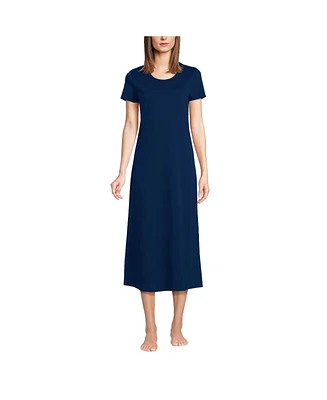 Lands' End Petite Cotton Short Sleeve Midcalf Nightgown