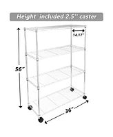 Streamdale Furniture Simple Deluxe Heavy Duty 4-Shelf Shelving Unit With Wheel And Adjustable Feet, 36(L)X14(W)