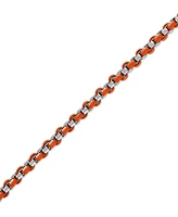 Bulova Marc Anthony Men's Orange Leather Box Link Chain Bracelet in Sterling Silver