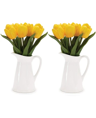 Slickblue Tulip in Vase (Set of 2) 9.5"H Polyester/Ceramic