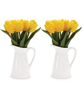 Slickblue Tulip in Vase (Set of 2) 9.5"H Polyester/Ceramic