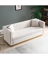 Streamdale Furniture Modern Beige Velvet Sofa with Pillows