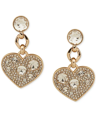 Karl Lagerfeld Paris Gold-Tone Crystal Heart Drop Earrings