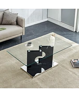 Streamdale Furniture Modern coffee table with tempered glass top and black legs