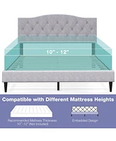 Sugift Queen Size Upholstered Platform Bed with Button Tufted Headboard-Queen Size