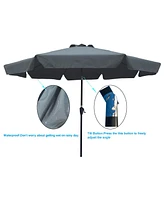 Simplie Fun Outdoor Patio Umbrella 10FT With Flap, 8 Pieces Ribs With Tilt An Crank, Without Base