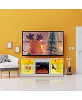 Streamdale Furniture White Fireplace Tv Stand for 62" TVs