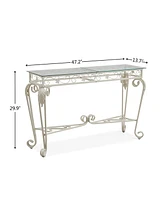 Streamdale Furniture Elegant Glass and Metal Entryway Table with Storage