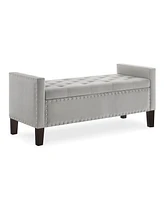 Streamdale Furniture Gray Upholstered Storage Bench with Armrest