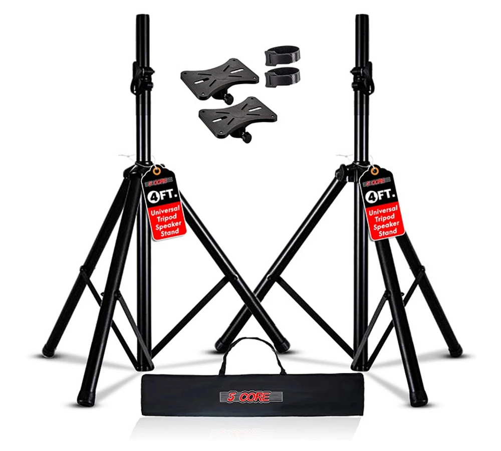 5 Core Speaker Stand Pair Tripod Floor Adjustable Up to 48 Inch Dj Studio Monitor Stands Pole Mount