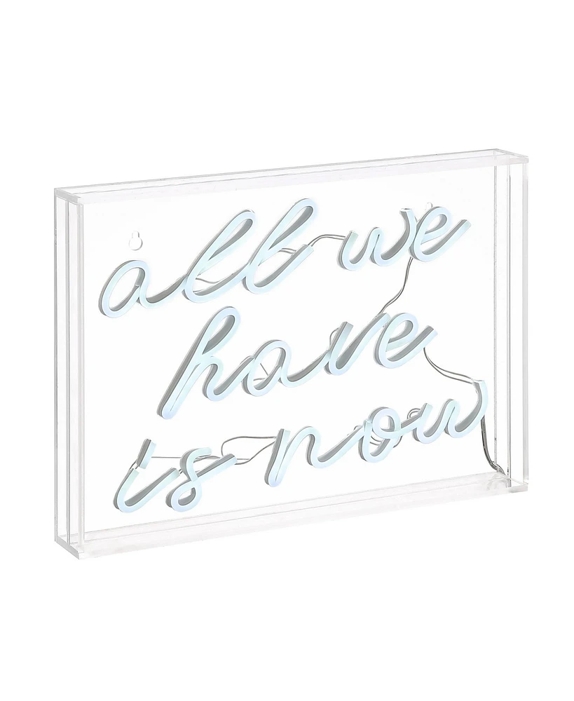 Jonathan Y All We Have Is Now Contemporary Glam Acrylic Box Usb Operated Led Neon Light Lamp