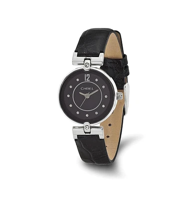 Chisel Black Dial Black Leather Watch