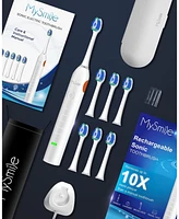 MySmile Electric Toothbrush for Adults, Rechargeable Sonic Electronic with 6 Brush Heads and Travel Case, 2 Mins 5 Modes Smart Timer, 48000