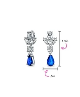 Bling Jewelry Cubic Zirconia Cz Statement Dangle Leaf Teardrop Formal Chandelier Clip On Earrings Silver Plated