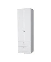 Fm Furniture Tall Mayer Wardrobe in Melamine with Two Doors and Two Drawers