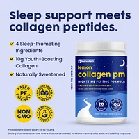 NativePath Collagen Pm - Lemon Nighttime Collagen Peptides Powder with Magnesium, Gaba, L-Theanine and Melatonin - 20 Servings