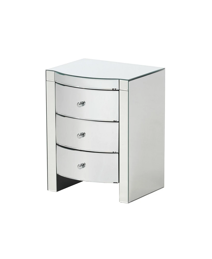 Simplie Fun Roseville 3 Drawer Mirrored Side Table Elegance and Storage for Every Room