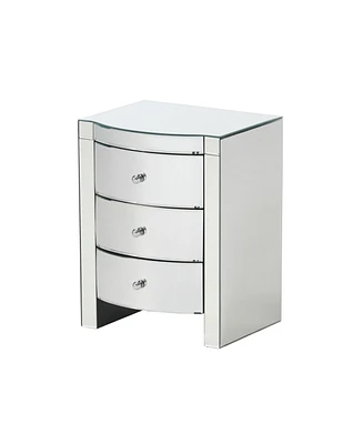 Simplie Fun Roseville 3 Drawer Mirrored Side Table Elegance and Storage for Every Room