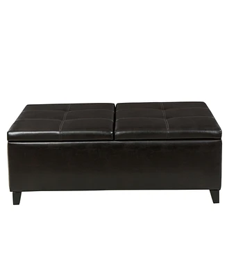 Simplie Fun Versatile Faux Leather Storage Ottoman with Solid Birch Frame