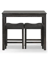 Simplie Fun Wood 3-Piece Counter Height Dining Set, Gray