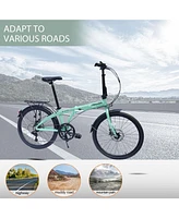 Streamdale Furniture 24" Folding City Bike Aluminum Frame 7 Speed Folding Bike