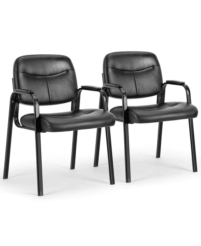 Simplie Fun Leather Conference Room Chairs with Padded Arms,2P