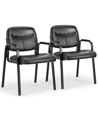 Simplie Fun Leather Conference Room Chairs with Padded Arms,2P