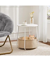 Streamdale Furniture Elegant Round End Table with Practical Linen Basket Storage