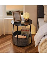 Streamdale Furniture Stylish and Versatile Round Side Table with Linen Storage Basket