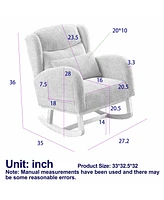 Simplie Fun Gently Rocking Single Position Polyester Fabric Rocking Chair with Pockets