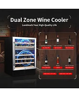 46-Bottle Dual-Zone Thermostatic Wine Cooler with Fan Cooling