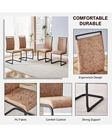 Streamdale Furniture Modern Upholstered Dining Chairs with C-Shaped Metal Legs (Set of 4)