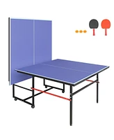 8FT Foldable Ping Pong Table Set with Net, Paddles, Balls
