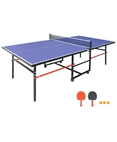 Simplie Fun 8FT Foldable Ping Pong Table Set with Net, Paddles, Balls