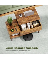 Modern Convertible Coffee Table with Foldable Desktop and Hidden Storage