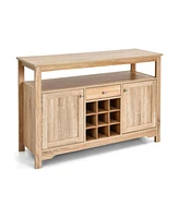 Sugift Server Buffet Sideboard With Wine Rack and Open Shelf