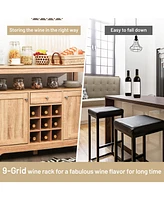 Sugift Server Buffet Sideboard With Wine Rack and Open Shelf