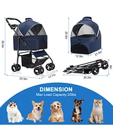 Inolait 3-In-1 Pet Stroller with Removable Car Seat Carrier Adjustable Canopy