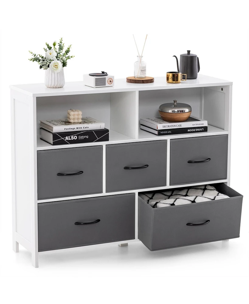 Sugift Fabric Dresser with 5 Drawers for Bedroom