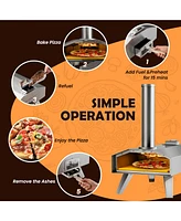 Sugift Portable Stainless Steel Outdoor Pizza Oven with 12 Inch Pizza Stone