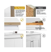 Elegant Bathroom Vanity with Durable Plywood Base and Ceramic Sink