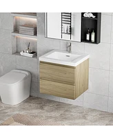 24" Floating Bathroom Vanity with Resin Sink and Soft-Close Drawers