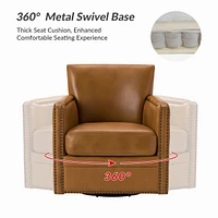 Hulala Home Pascual Contemporary 29'' Wide Genuine Leather Swivel Chair