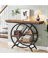 Tribesigns Console Table, 39.4-Inch Entryway Table with Thickened Tabletop, 4- Tier Industrial Narrow Hallway Sofa Table with Geometric Metal Frame fo