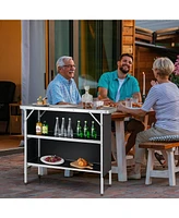 Sugift Folding Camping Table with 2-Tier Open Shelves for Outdoor Bbq