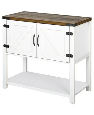 Homcom Multipurpose Corner Pantry w/Buffet Server Countertop Surface, Easy To Clean