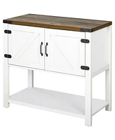 Homcom Multipurpose Corner Pantry w/Buffet Server Countertop Surface, Easy To Clean