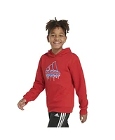 adidas Big Boys Long Sleeve Brand Graphic Hooded Fleece