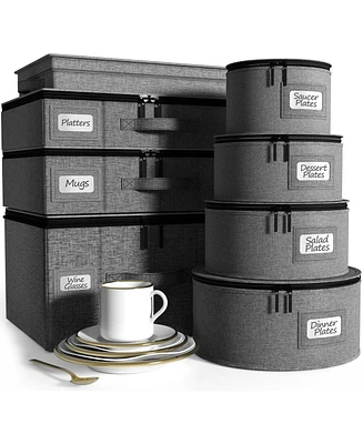 Sorbus 8 Piece Hard Shell Dinnerware Storage Cases - for Dinnerware, Mugs, Cups